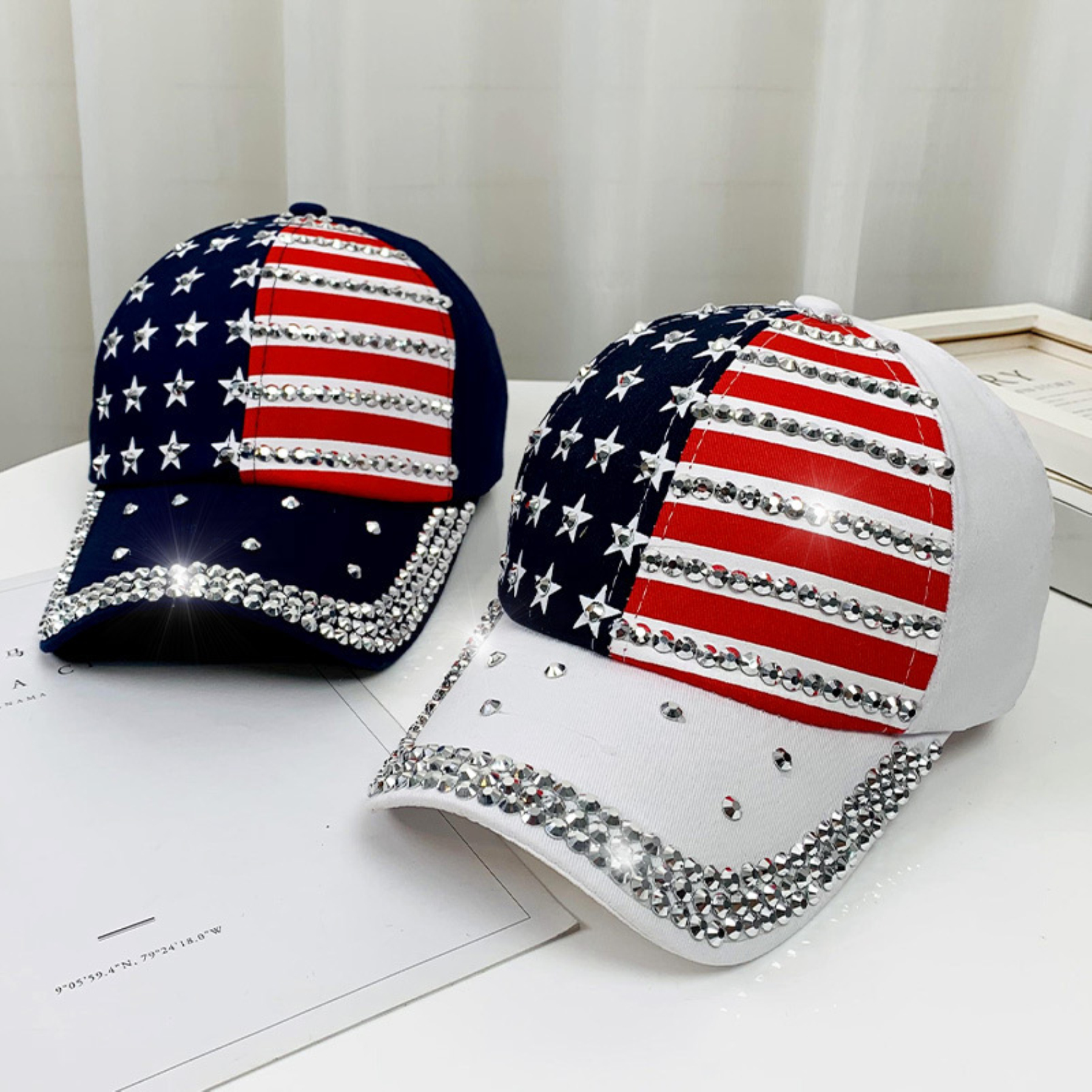 American flag  bright diamond  color blo