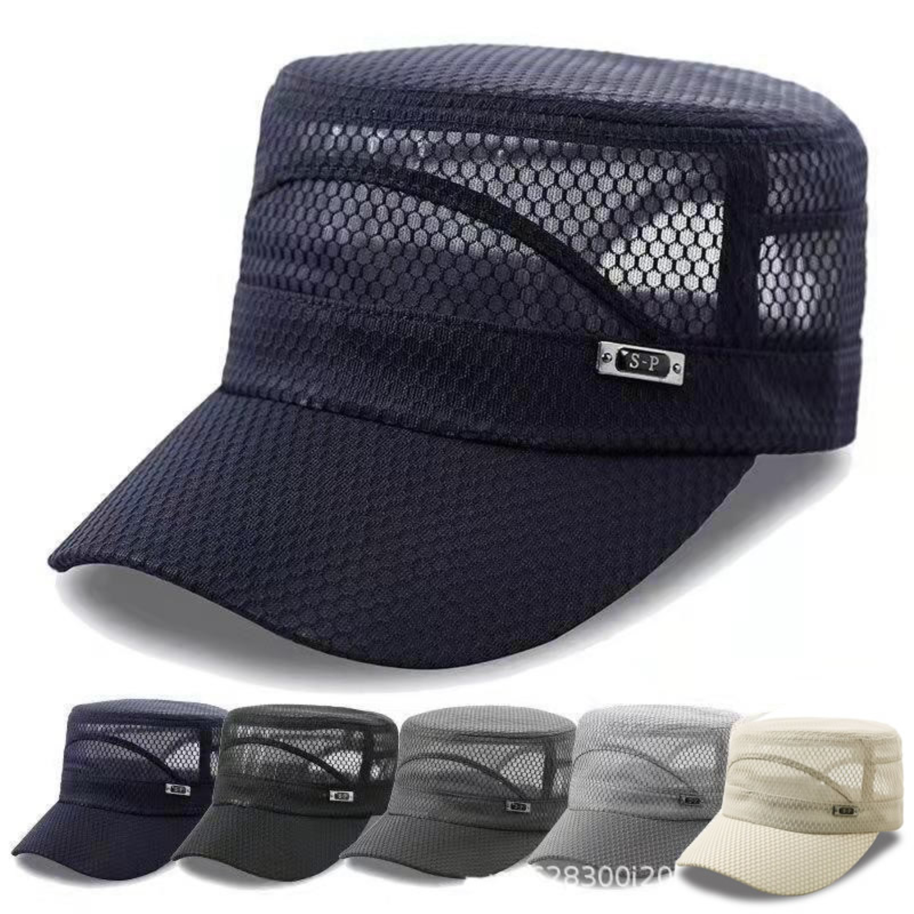 Flat top mesh breathable baseball cap fo