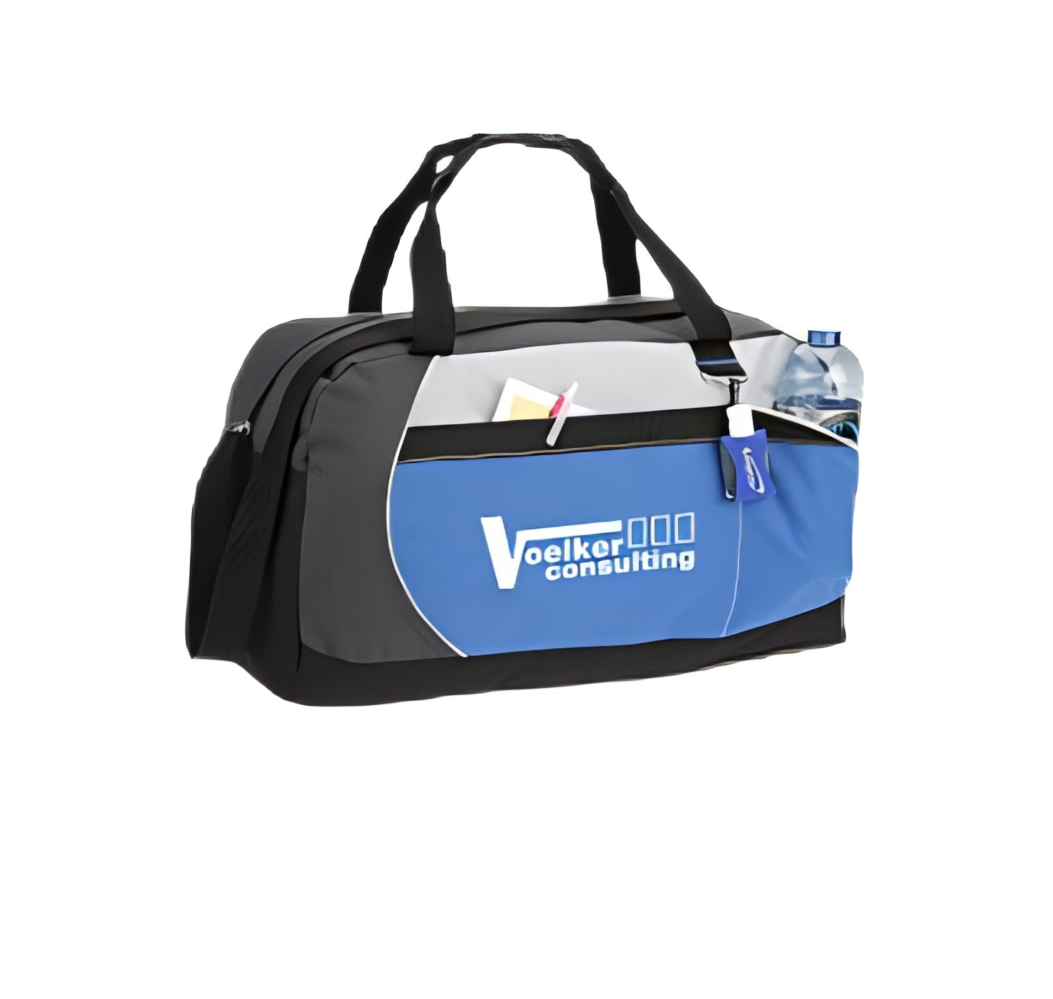 Two Tone Zippered Duffel Bag w/Shoulder 